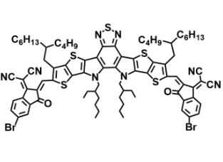 2,2′-((2Z,2’Z)-((3,9-bis(2-butyloctyl)-12,13-bis(2-ethylhexyl)-12,13-dihydro-[1,2,5]thiadiazolo[3,4-e]thieno[2”,3”:4′,5′]thieno[2′,3′:4,5]pyrrolo[3,2-g]thieno[2′,3′:4,5]thieno[3,2-b]indole-2,10-diyl)bis(methaneylylidene))bis(5-bromo-3-oxo-2,3-dihydro-1H-indene-2,1-diylidene))dimalononitrile