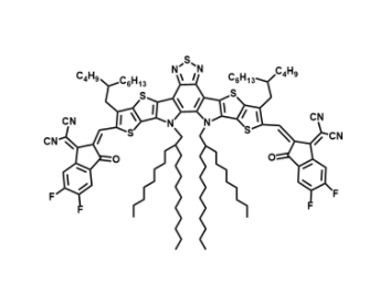 2,2″-((2Z2’Z)-((3,9-bis(2-butyloctyl)-12,13-bis(2-octyldodecyl)-12,13-dihydro-[1,2.5]thiadiazolo[3,4-e]thieno[2″‘,3″:4′,5′]thieno[2′,3′:4,5]pyrrolo[3,2-g]thieno[2′,3’:4,5]thieno[3,2-b]indole-2,10-diyl)bis(methaneylylidene))bis(5,6-difluoro-3-0x0-2,3-dihydro-1H-indene-2,1-diylidene))dimalononitrile