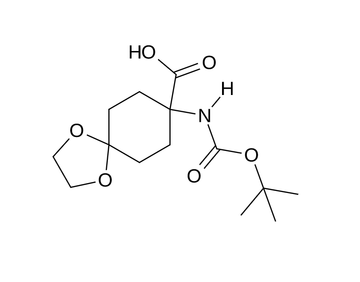 8-N-Boc-amino-1,4-dioxa-spiro[4.5]decane-8-carboxylic acid, 97% | CAS 886362-27-2