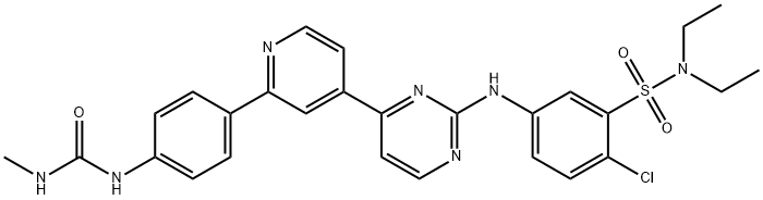 2-Chloro-N,N-diethyl-5-[[4-[2-[4-[[(methylamino)carbonyl]amino]phenyl]-4-pyridinyl]-2-pyrimidinyl]amino]benzenesulfonamide | CAS 1402452-15-6