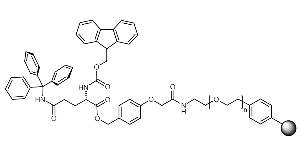 Fmoc-Gln(Trt) Low Crosslinked Polystyrene-PEG R HMPA Resin, 90 µm, Capacity 0.15-0.22 mmol/g