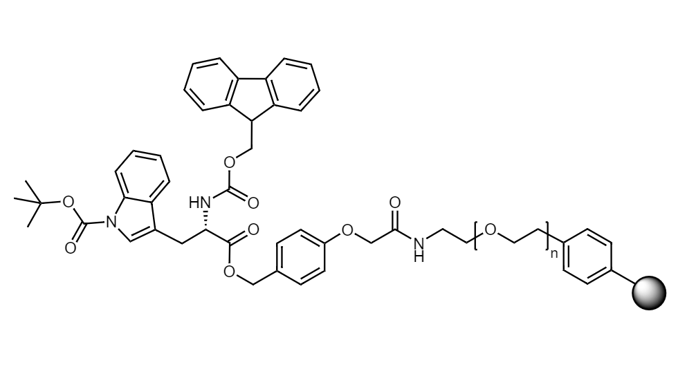 Fmoc-Trp(Boc) Low Crosslinked Polystyrene-PEG R HMPA Resin, 90 µm, Capacity 0.15-0.22 mmol/g