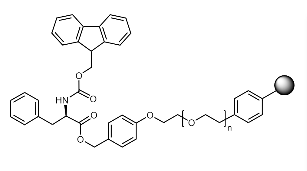 Fmoc-D-Phe Low Crosslinked Polystyrene-PEG S PHB Resin, 90 µm, Capacity 0.16-0.26 mmol/g