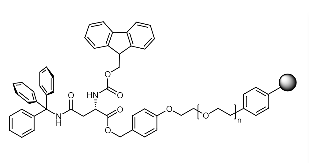 Fmoc-Asn(Trt) Low Crosslinked Polystyrene-PEG S PHB Resin, 90 µm, Capacity 0.16-0.26 mmol/g