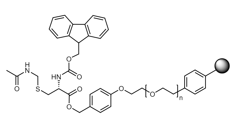 Fmoc-Cys(Acm) Low Crosslinked Polystyrene-PEG S PHB Resin, 90 µm, Capacity 0.16-0.26 mmol/g