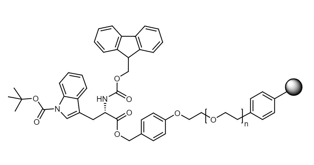 Fmoc-Trp(Boc) Low Crosslinked Polystyrene-PEG S PHB Resin, 90 µm, Capacity 0.16-0.26 mmol/g