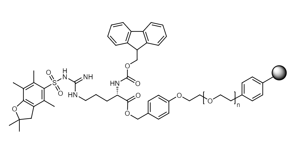 Fmoc-Arg(Pbf) Low Crosslinked Polystyrene-PEG S PHB Resin, 90 µm, Capacity 0.16-0.26 mmol/g