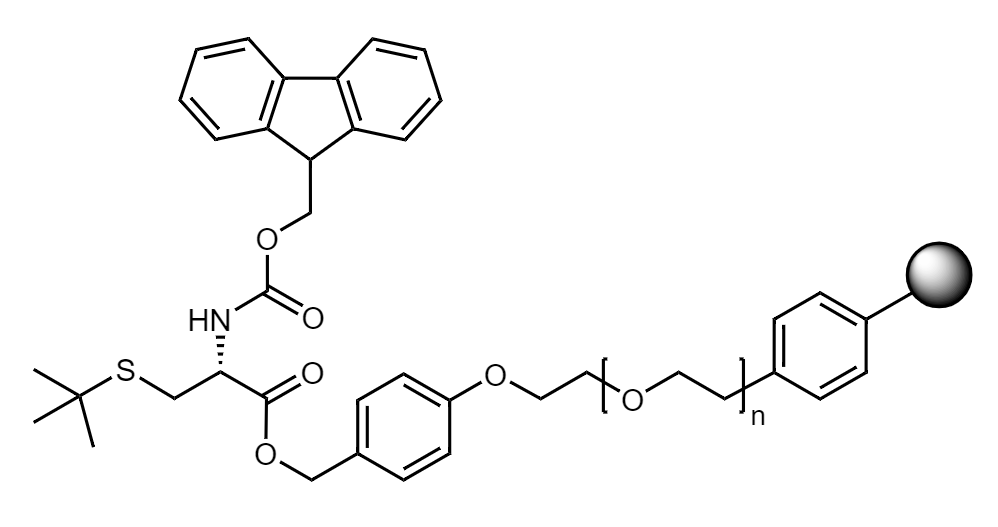 Fmoc-Cys(t-Bu) Low Crosslinked Polystyrene-PEG S PHB Resin, 90 µm, Capacity 0.16-0.26 mmol/g