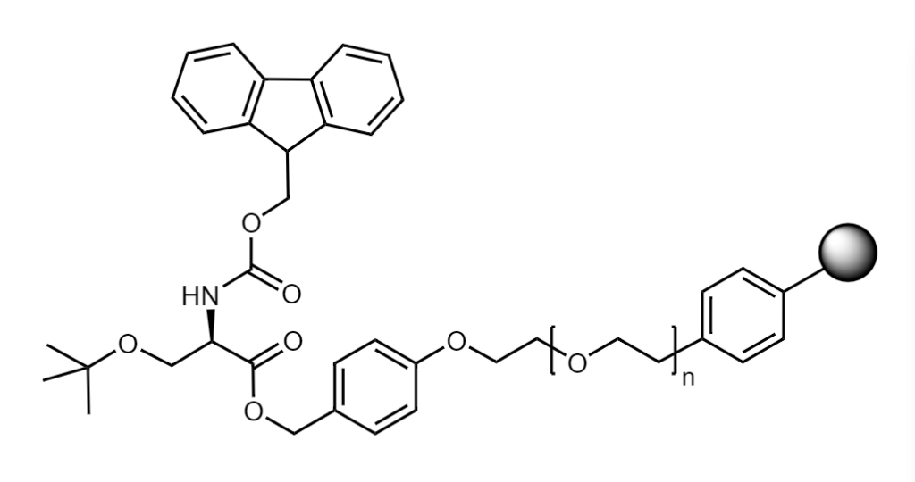 Fmoc-D-Ser(t-Bu) Low Crosslinked Polystyrene-PEG S PHB Resin, 90 µm, Capacity 0.16-0.26 mmol/g