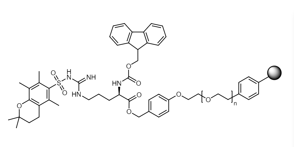 Fmoc-D-Arg(Pmc) Low Crosslinked Polystyrene-PEG S PHB Resin, 90 µm, Capacity 0.16-0.26 mmol/g