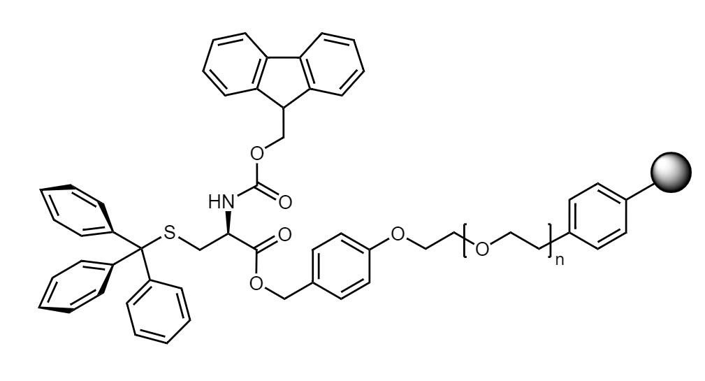 Fmoc-D-Cys(Trt) Low Crosslinked Polystyrene-PEG S PHB Resin, 90 µm, Capacity 0.16-0.26 mmol/g