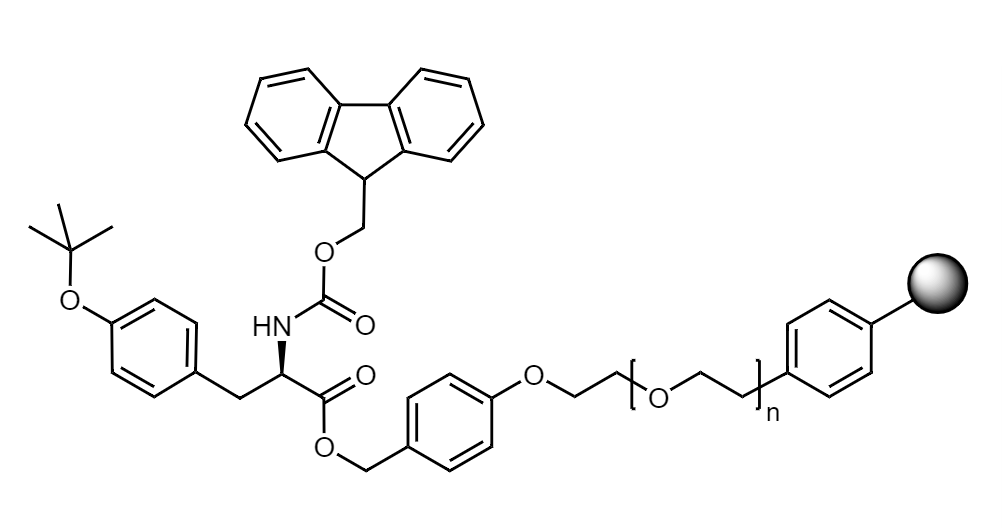 Fmoc-D-Tyr(tBu) Low Crosslinked Polystyrene-PEG S PHB Resin, 90 µm, Capacity 0.16-0.26 mmol/g