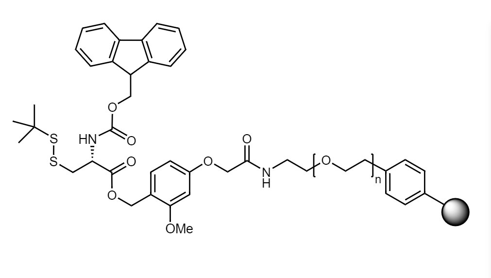 Fmoc-Cys(StBu) Low Crosslinked Polystyrene-PEG S AC Resin, 90 µm, Capacity 0.16-0.26 mmol/g