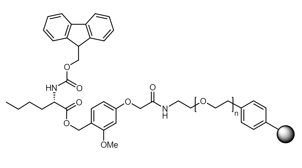 Fmoc-Nle Low Crosslinked Polystyrene-PEG S AC Resin, 90 µm, Capacity 0.16-0.26 mmol/g