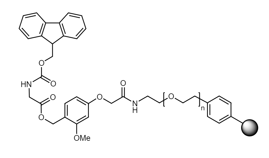 Fmoc-Gly Low Crosslinked Polystyrene-PEG S AC Resin, 90 µm, Capacity 0.16-0.26 mmol/g