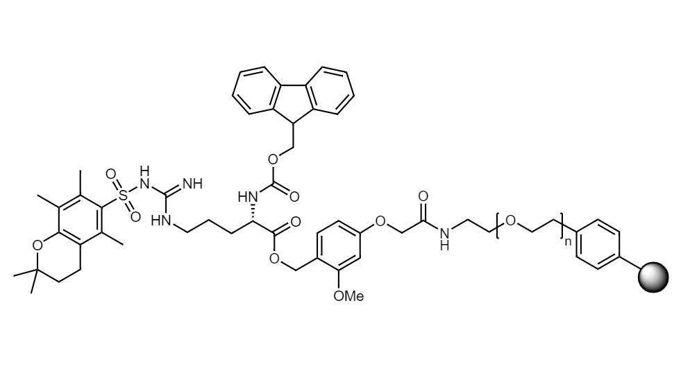 Fmoc-Arg(Pmc) Low Crosslinked Polystyrene-PEG S AC Resin, 90 µm, Capacity 0.16-0.26 mmol/g