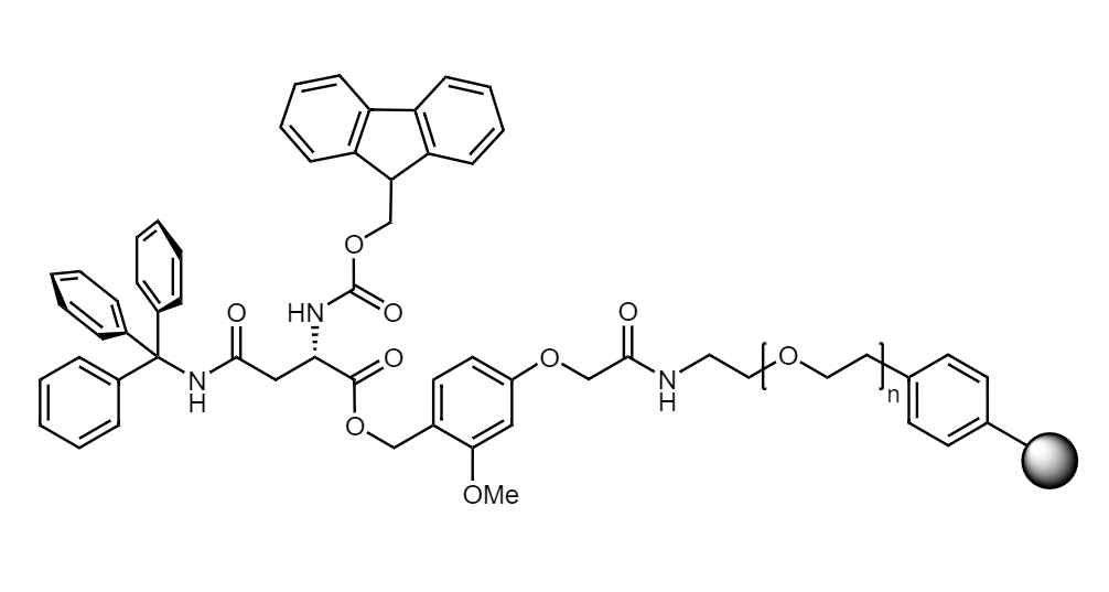 Fmoc-Asn(Trt) Low Crosslinked Polystyrene-PEG S AC Resin, 90 µm, Capacity 0.16-0.26 mmol/g