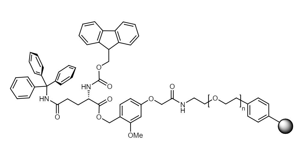 Fmoc-Gln(Trt) Low Crosslinked Polystyrene-PEG S AC Resin, 90 µm, Capacity 0.16-0.26 mmol/g