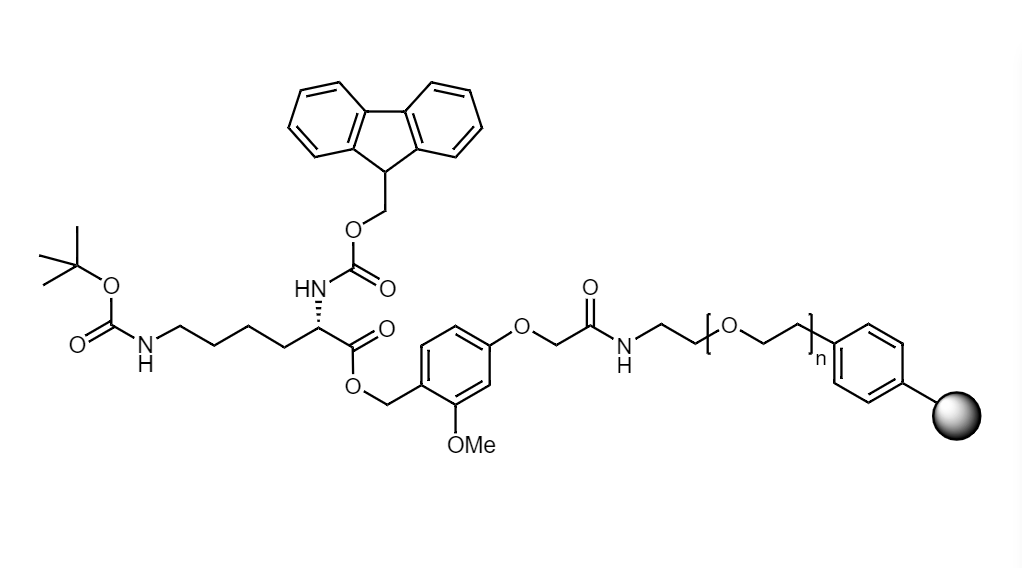 Fmoc-Lys(Boc) Low Crosslinked Polystyrene-PEG S AC Resin, 90 µm, Capacity 0.16-0.26 mmol/g