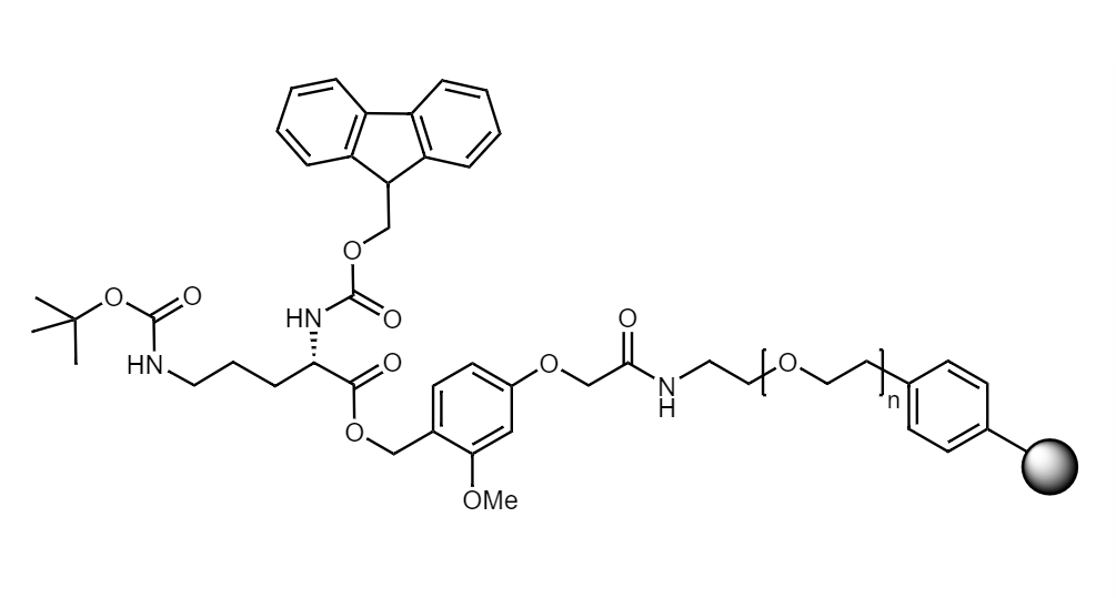 Fmoc-Orn(Boc) Low Crosslinked Polystyrene-PEG S AC Resin, 90 µm, Capacity 0.16-0.26 mmol/g