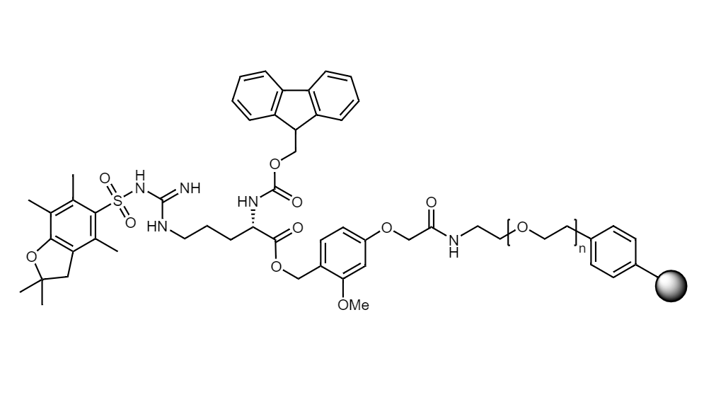 Fmoc-Arg(Pbf) Low Crosslinked Polystyrene-PEG S AC Resin, 90 µm, Capacity 0.16-0.26 mmol/g