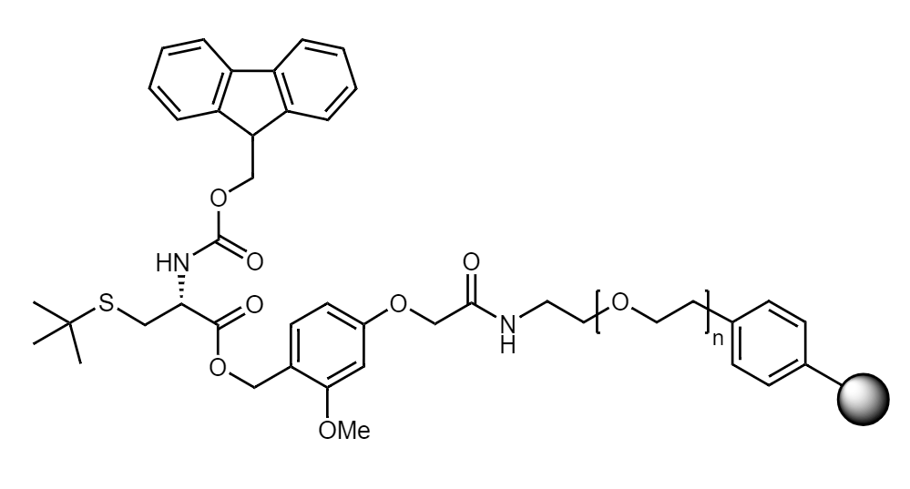 Fmoc-Cys(t-Bu) Low Crosslinked Polystyrene-PEG S AC Resin, 90 µm, Capacity 0.16-0.26 mmol/g