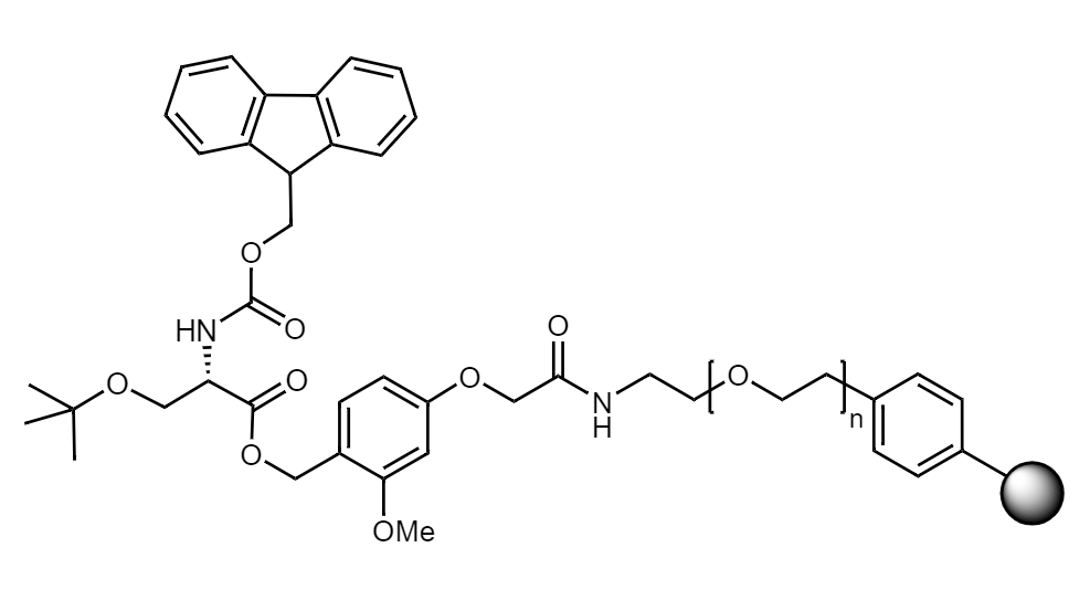 Fmoc-Ser(t-Bu) Low Crosslinked Polystyrene-PEG S AC Resin, 90 µm, Capacity 0.16-0.26 mmol/g