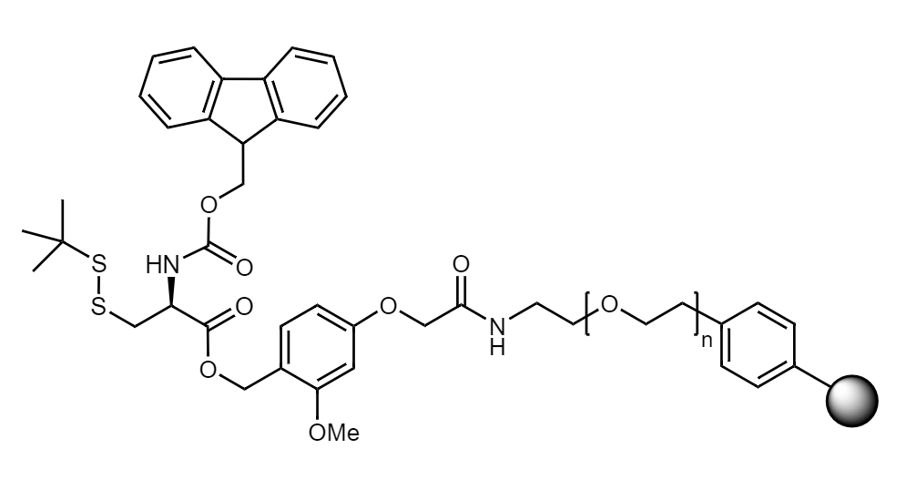 Fmoc-D-Cys(StBu) Low Crosslinked Polystyrene-PEG S AC Resin, 90 µm, Capacity 0.16-0.26 mmol/g