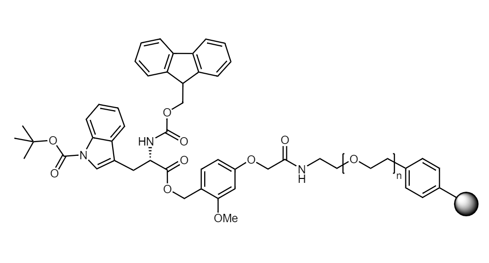 Fmoc-Trp(Boc) Low Crosslinked Polystyrene-PEG S AC Resin, 90 µm, Capacity 0.16-0.26 mmol/g