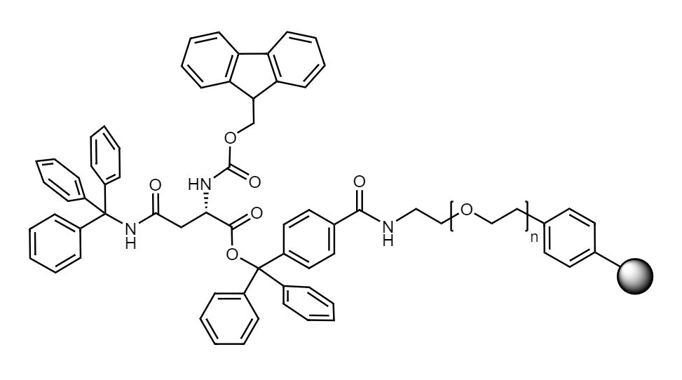 Fmoc-Asn(Trt) Low Crosslinked Polystyrene-PEG R TRT Resin, 90 µm, Capacity 0.1-0.22 mmol/g