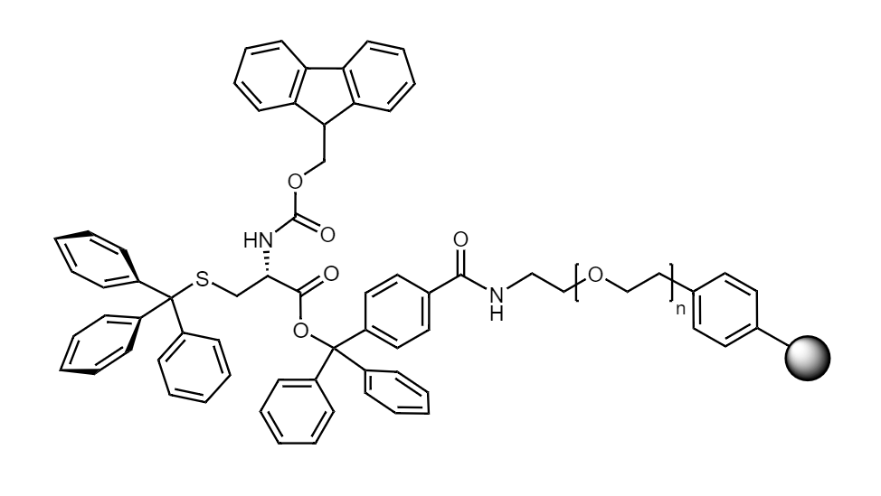 Fmoc-Cys(Trt) Low Crosslinked Polystyrene-PEG R TRT Resin, 90 µm, Capacity 0.1-0.22 mmol/g