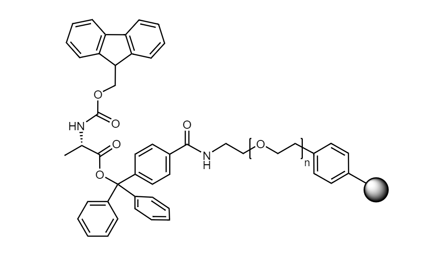 Fmoc-Ala Low Crosslinked Polystyrene-PEG R TRT Resin, 90 µm, Capacity 0.1-0.22 mmol/g