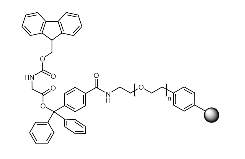 Fmoc-Gly Low Crosslinked Polystyrene-PEG R TRT Resin, 90 µm, Capacity 0.1-0.22 mmol/g