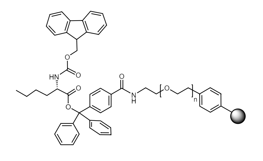 Fmoc-Nle Low Crosslinked Polystyrene-PEG R TRT Resin, 90 µm, Capacity 0.1-0.22 mmol/g