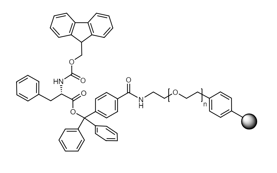 Fmoc-Phe Low Crosslinked Polystyrene-PEG R TRT Resin, 90 µm, Capacity 0.1-0.22 mmol/g