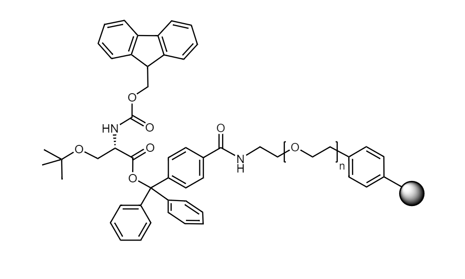 Fmoc-Ser(t-Bu) Low Crosslinked Polystyrene-PEG R TRT Resin, 90 µm, Capacity 0.1-0.22 mmol/g