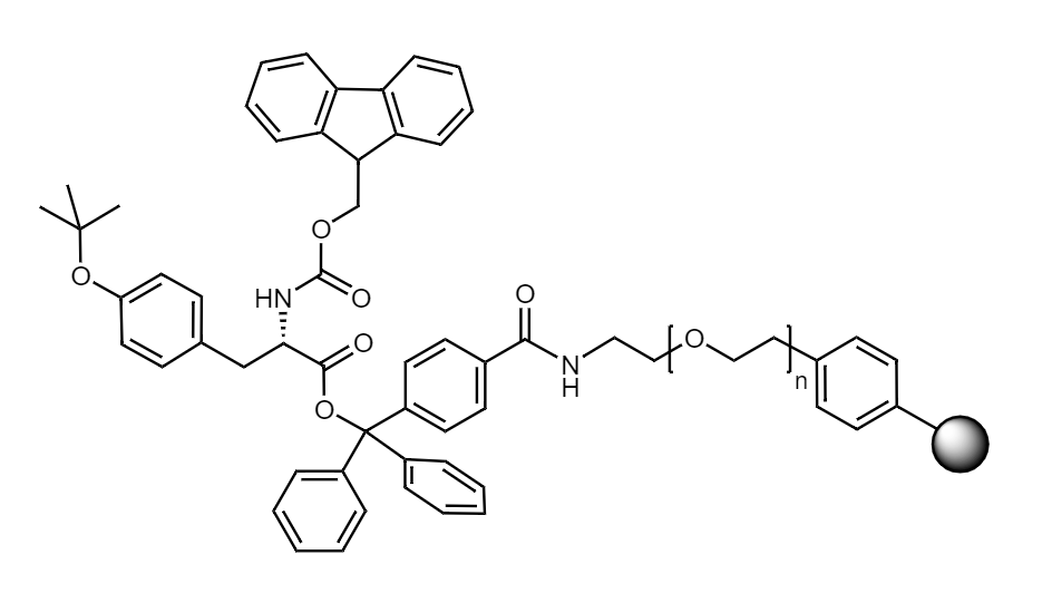 Fmoc-Tyr(t-Bu) Low Crosslinked Polystyrene-PEG R TRT Resin, 90 µm, Capacity 0.1-0.22 mmol/g