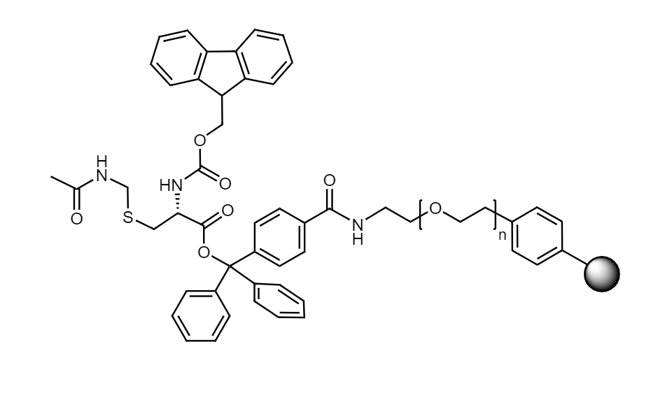 Fmoc-Cys(Acm) Low Crosslinked Polystyrene-PEG S TRT Resin, 90 µm, Capacity 0.15-0.25 mmol/g