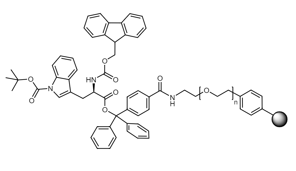 Fmoc-D-Trp(Boc) Low Crosslinked Polystyrene-PEG S TRT Resin, 90 µm, Capacity 0.15-0.25 mmol/g